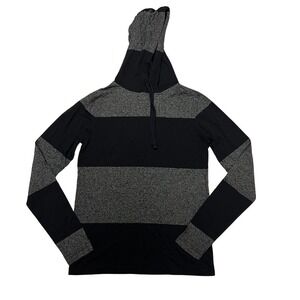 Prince & Fox Hoodie, Black & Gray Striped Long Sleeve Lightweight, Size XS